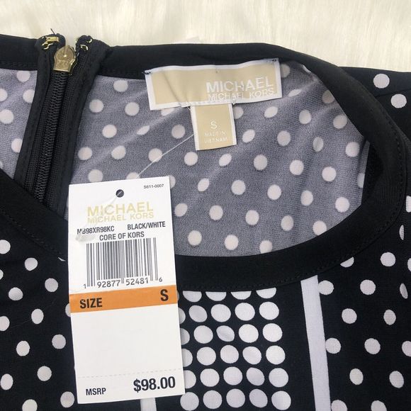 Michael Kors Simple Dot Fit & Flare Women Dress -Size S Black/White NWT - Picture 16 of 17